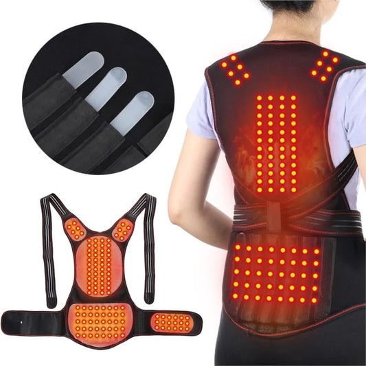 Chaleco calefactor de turmalina 118, terapia magnética, Corrector de postura de cintura, espalda y hombros, soporte Lumbar para columna vertebral, alivio del dolor