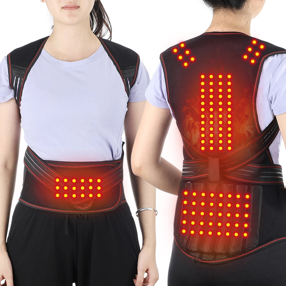 Chaleco calefactor de turmalina 118, terapia magnética, Corrector de postura de cintura, espalda y hombros, soporte Lumbar para columna vertebral, alivio del dolor