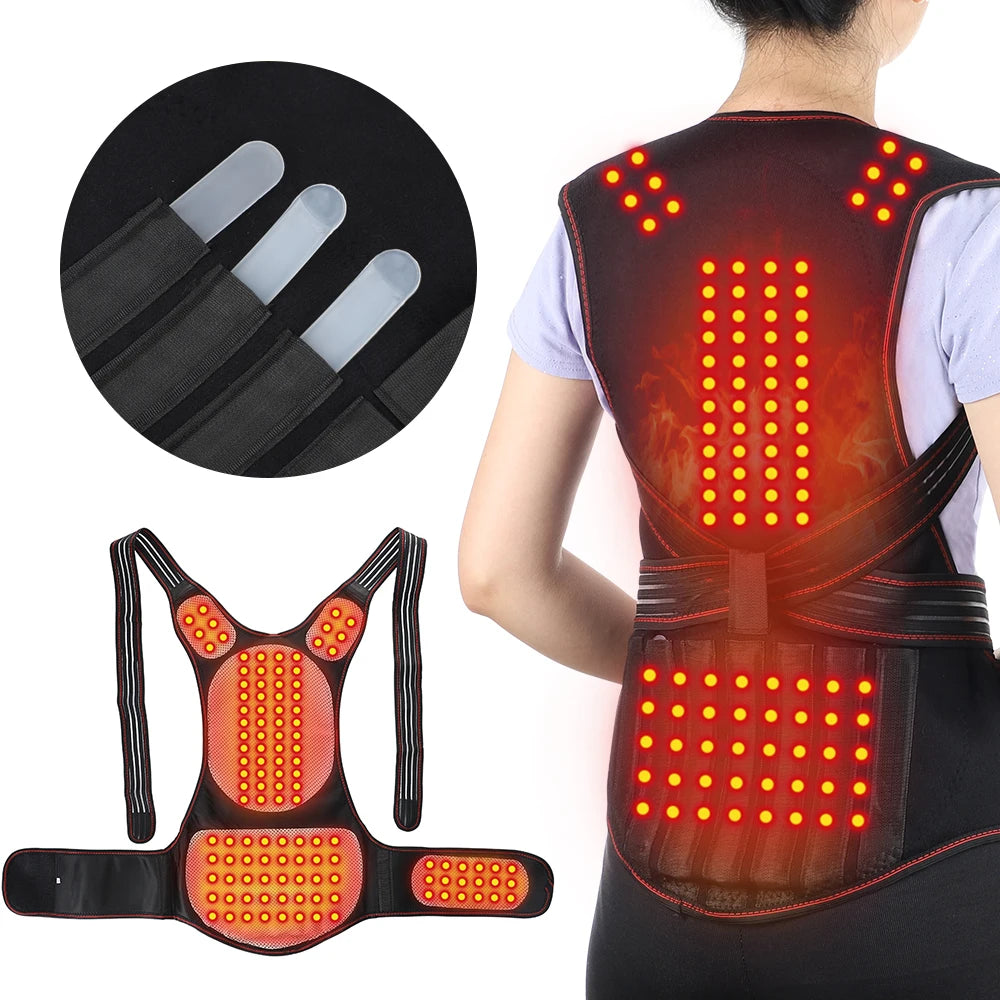 Chaleco calefactor de turmalina 118, terapia magnética, Corrector de postura de cintura, espalda y hombros, soporte Lumbar para columna vertebral, alivio del dolor
