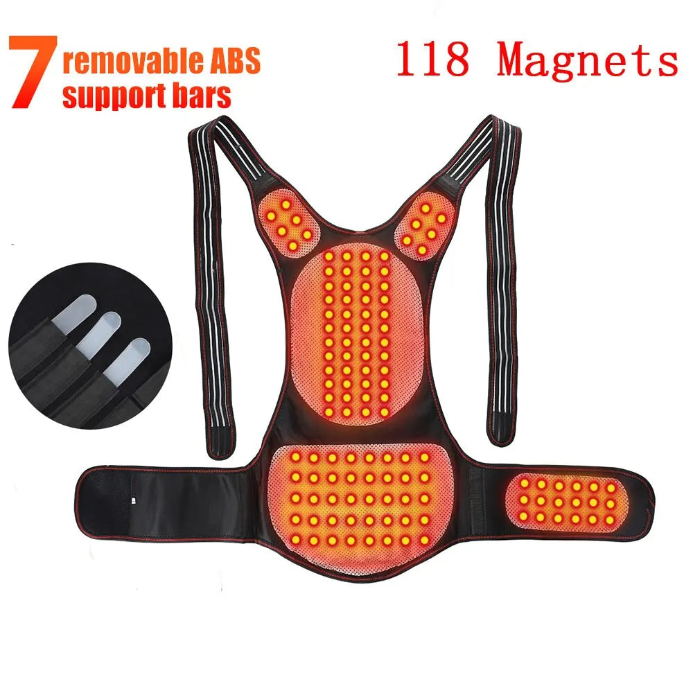Chaleco calefactor de turmalina 118, terapia magnética, Corrector de postura de cintura, espalda y hombros, soporte Lumbar para columna vertebral, alivio del dolor