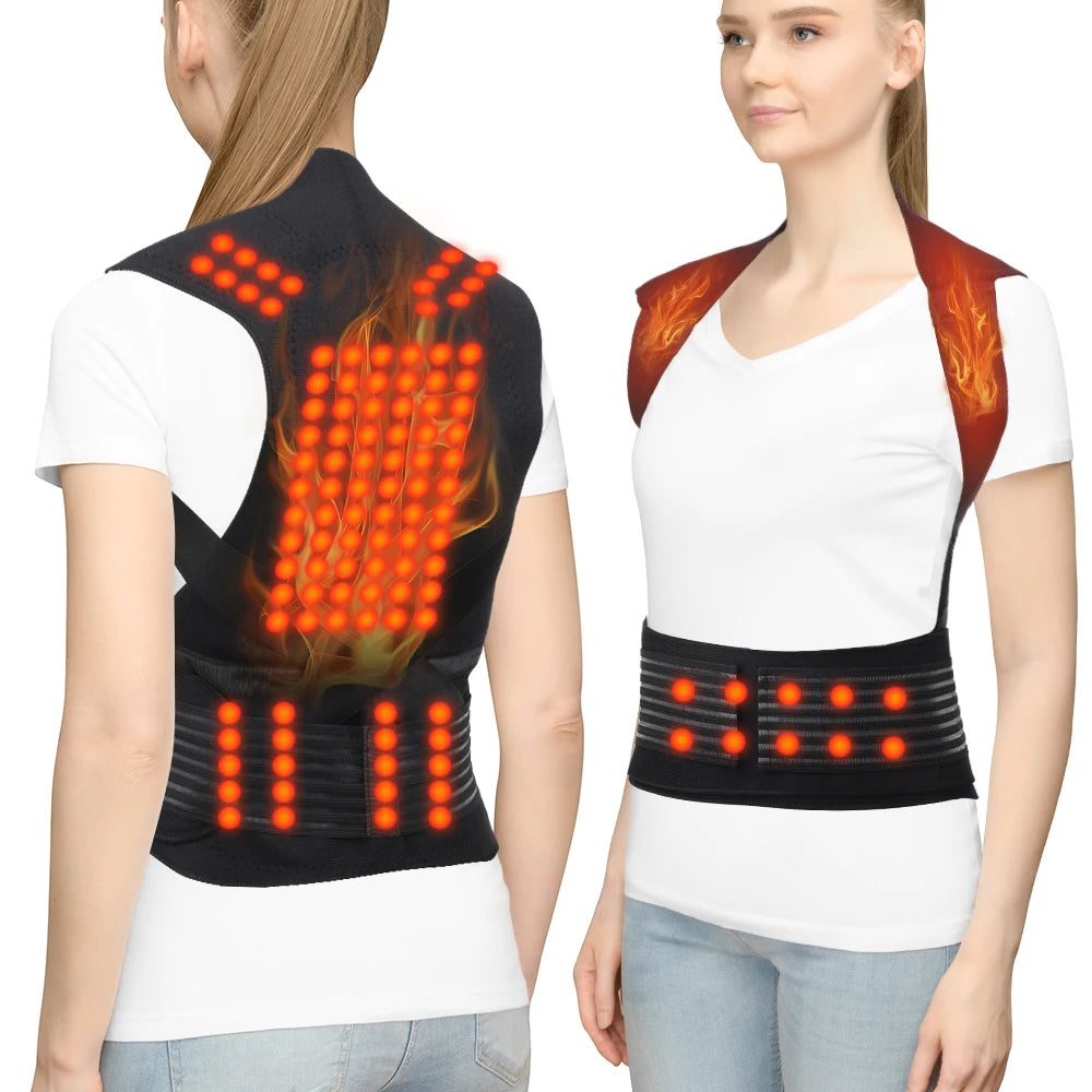 Chaleco calefactor de turmalina 118, terapia magnética, Corrector de postura de cintura, espalda y hombros, soporte Lumbar para columna vertebral, alivio del dolor