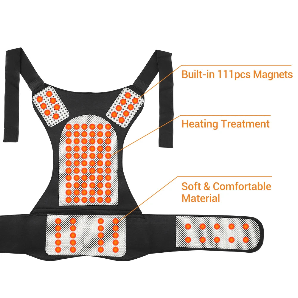 Chaleco calefactor de turmalina 118, terapia magnética, Corrector de postura de cintura, espalda y hombros, soporte Lumbar para columna vertebral, alivio del dolor