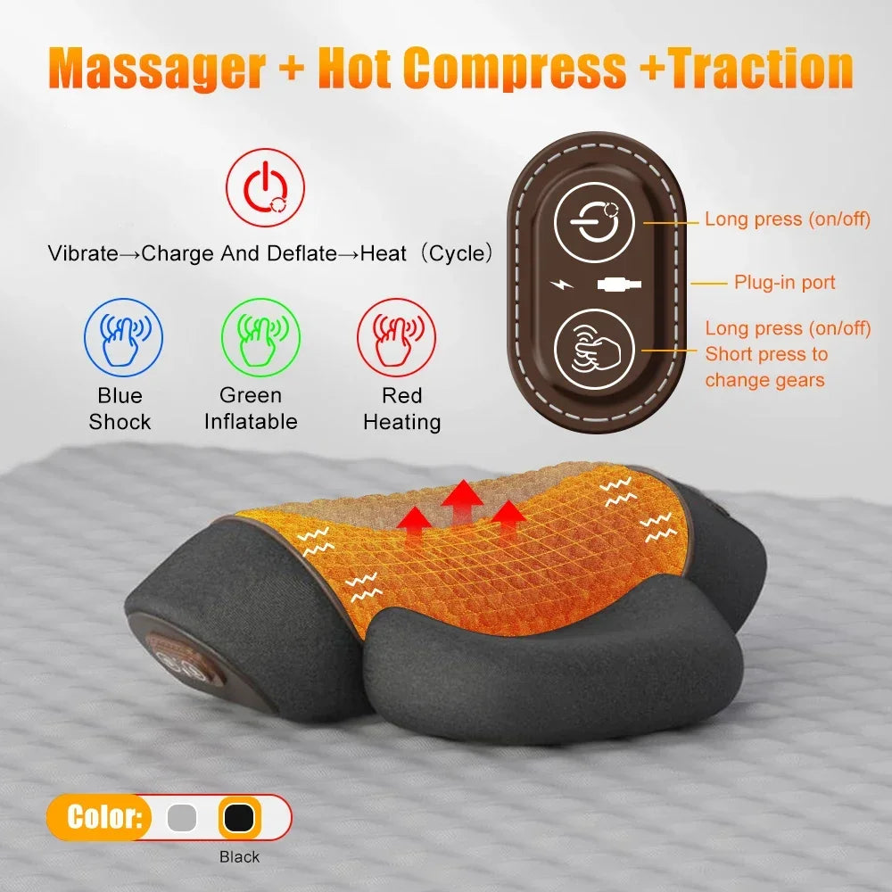3-in-1 Cervical Massage Pillow with Therapeutic Heat: Relieves Shoulder Pain and Provides Deep Tissue Pain Relief.