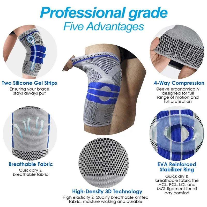 Medical Knee Brace with Support and Compression Sleeve — Aids Joint Recovery and Arthritis Pain Relief; Ideal for Running, Training, and Sports