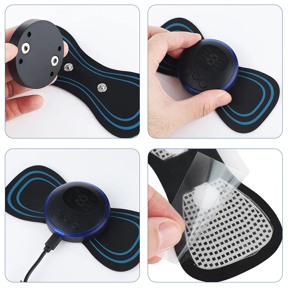 Masajeador eléctrico de cuello EMS, Estimulador de masaje muscular, instrumento de baja frecuencia, parches para espalda, Cervical y pantorrilla, Mini dispositivo para articulaciones del dolor
