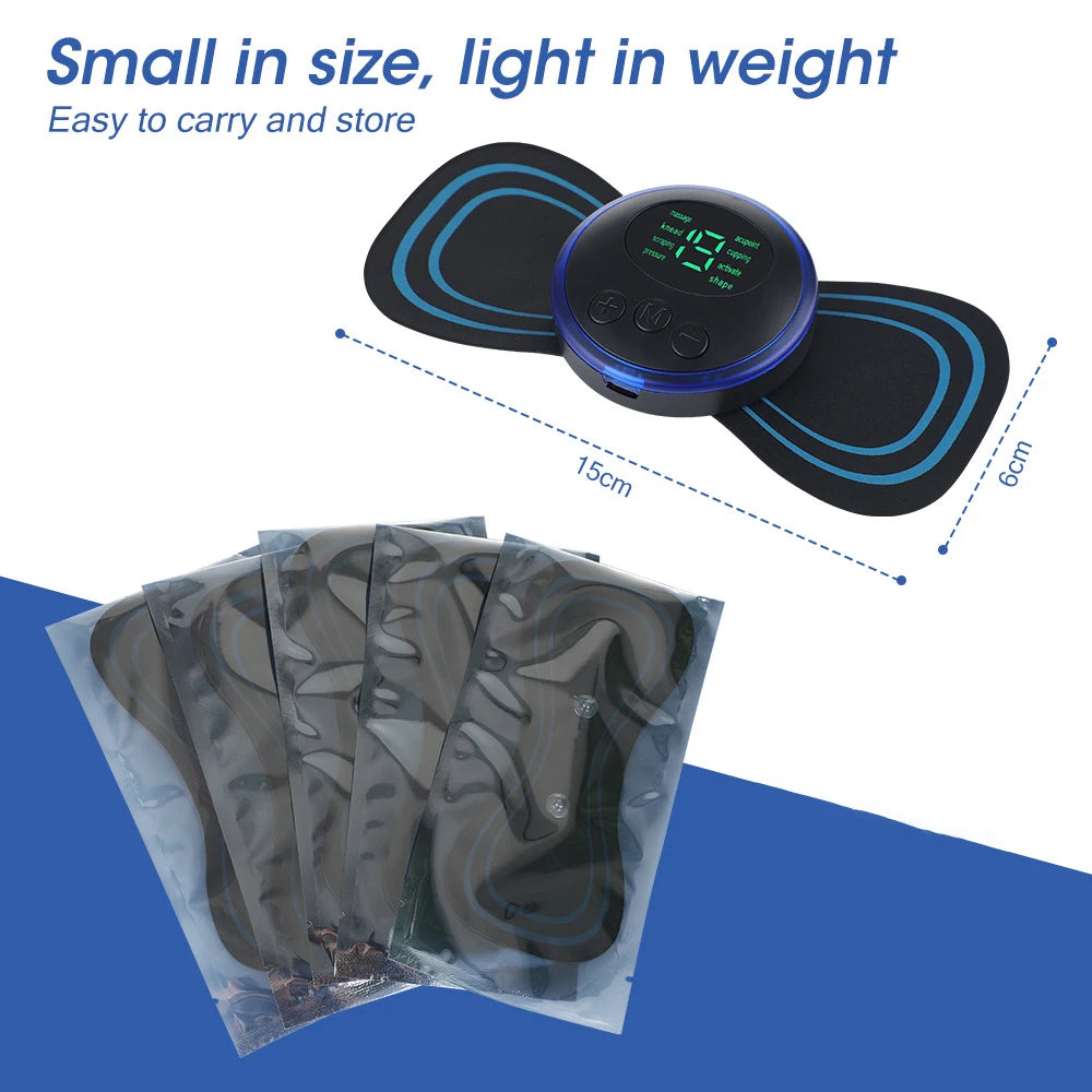 Masajeador eléctrico de cuello EMS, Estimulador de masaje muscular, instrumento de baja frecuencia, parches para espalda, Cervical y pantorrilla, Mini dispositivo para articulaciones del dolor