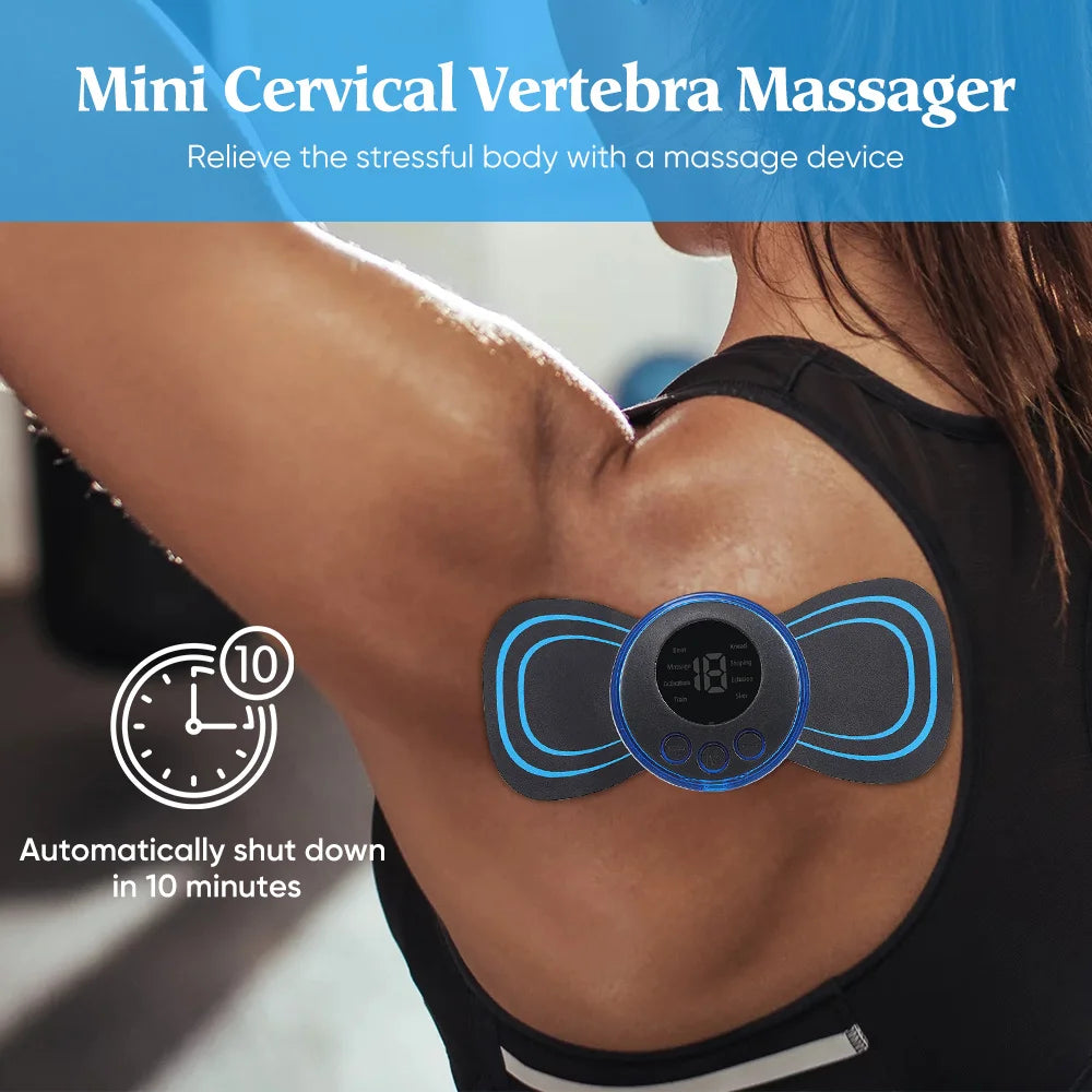 Masajeador eléctrico de cuello EMS, Estimulador de masaje muscular, instrumento de baja frecuencia, parches para espalda, Cervical y pantorrilla, Mini dispositivo para articulaciones del dolor