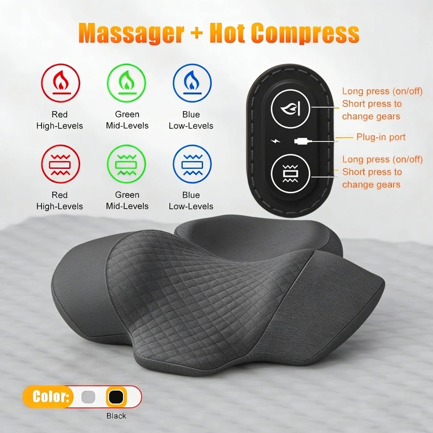3-in-1 Cervical Massage Pillow with Therapeutic Heat: Relieves Shoulder Pain and Provides Deep Tissue Pain Relief.