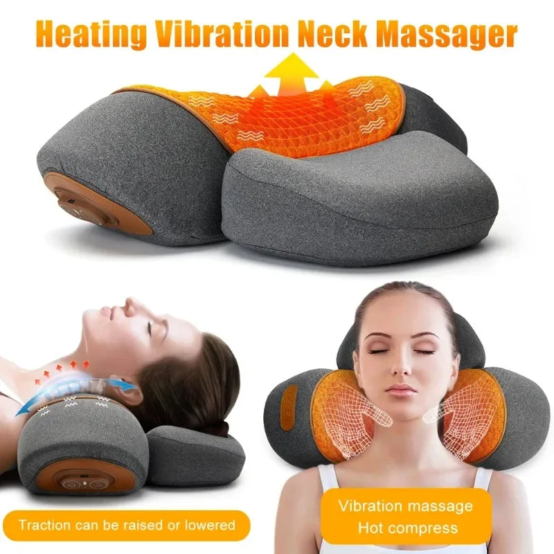 3-in-1 Cervical Massage Pillow with Therapeutic Heat: Relieves Shoulder Pain and Provides Deep Tissue Pain Relief.