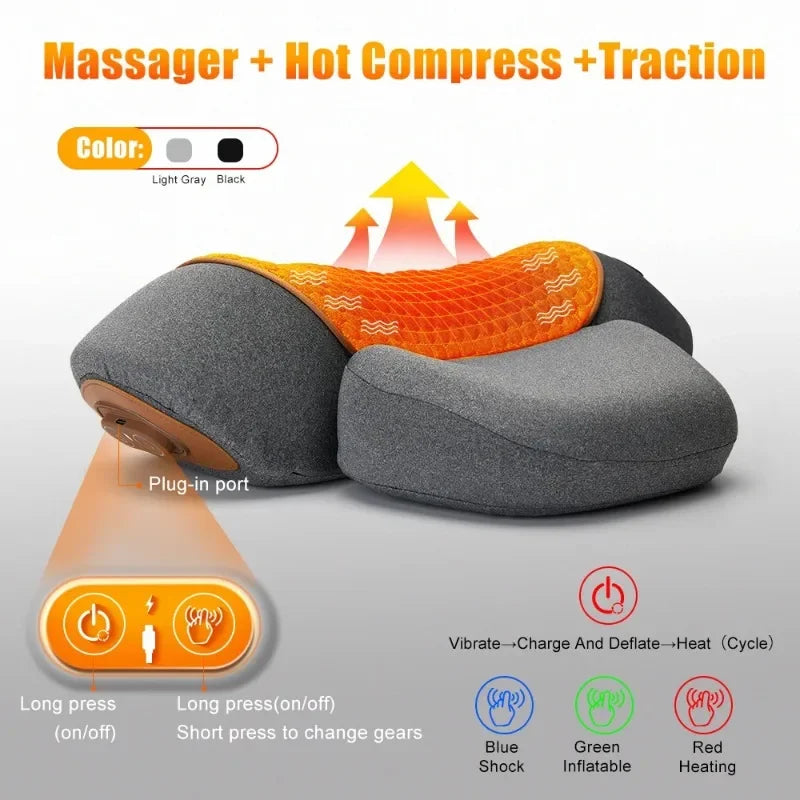 3-in-1 Cervical Massage Pillow with Therapeutic Heat: Relieves Shoulder Pain and Provides Deep Tissue Pain Relief.